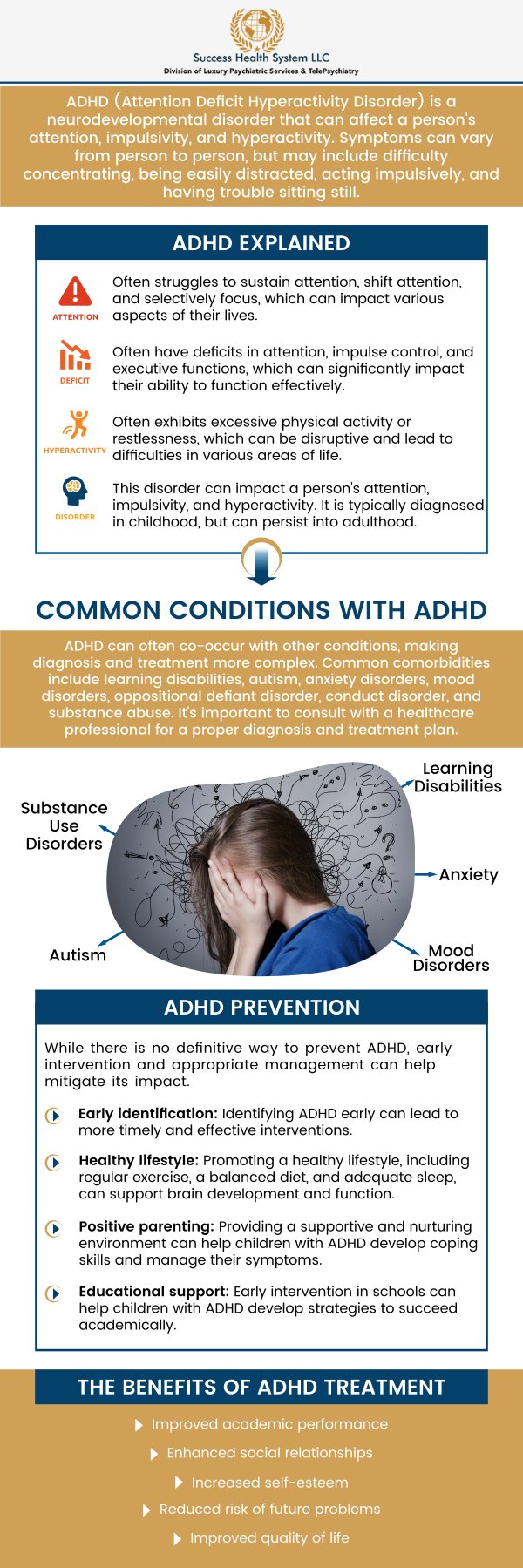 ADHD and anxiety can both cause trouble with focus, restlessness, sleep, and daily tasks. ADHD usually involves ongoing attention and organization difficulties, while anxiety-related symptoms often increase with excessive worry or fear. At Success Health System, Dr. Moses Tabe Ambilichu, M.D., and our team assess symptom history, daily functioning, emotional patterns, and other contributing factors to help determine whether ADHD, anxiety, or a combination of both may be present. For more information, contact us or request an appointment online today. We are conveniently located at 3600 I-70 Dr SE- Ste C, Columbia, MO, 65201. ADHD and anxiety can both cause trouble with focus, restlessness, sleep, and daily tasks. ADHD usually involves ongoing attention and organization difficulties, while anxiety-related symptoms often increase with excessive worry or fear. At Success Health System, Dr. Moses Tabe Ambilichu, M.D., and our team assess symptom history, daily functioning, emotional patterns, and other contributing factors to help determine whether ADHD, anxiety, or a combination of both may be present. For more information, contact us or request an appointment online today. We are conveniently located at 3600 I-70 Dr SE- Ste C, Columbia, MO, 65201.